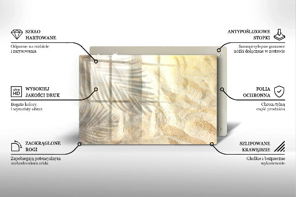 Glas Ceranfeldabdeckung Palmblätter und Sand