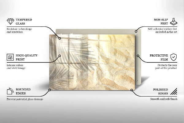 Glas Ceranfeldabdeckung Palmblätter und Sand