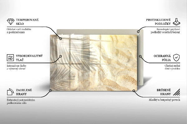 Glas Ceranfeldabdeckung Palmblätter und Sand