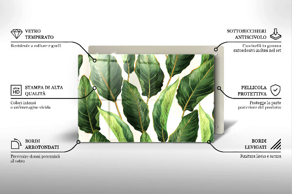 Glas Ceranfeldabdeckung Bananenblätter
