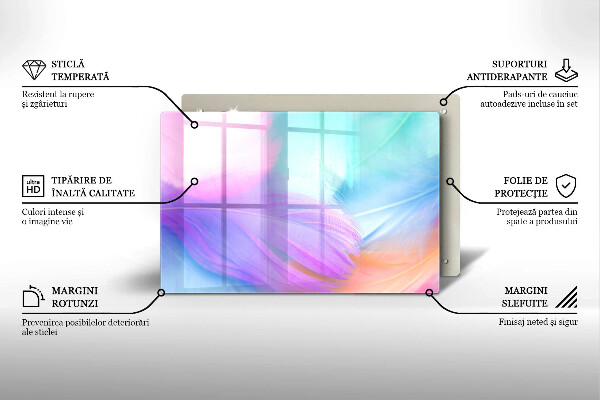 Glas Ceranfeldabdeckung Pastellfedern