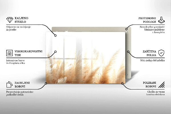 Glas Herdabdeckplatte Pampasgras