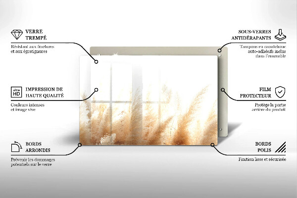 Glas Herdabdeckplatte Pampasgras