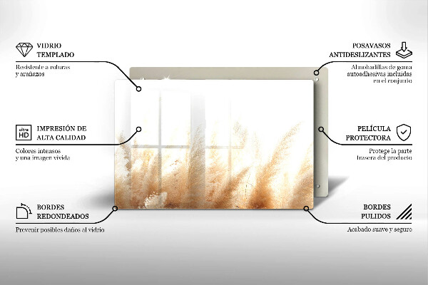 Glas Herdabdeckplatte Pampasgras