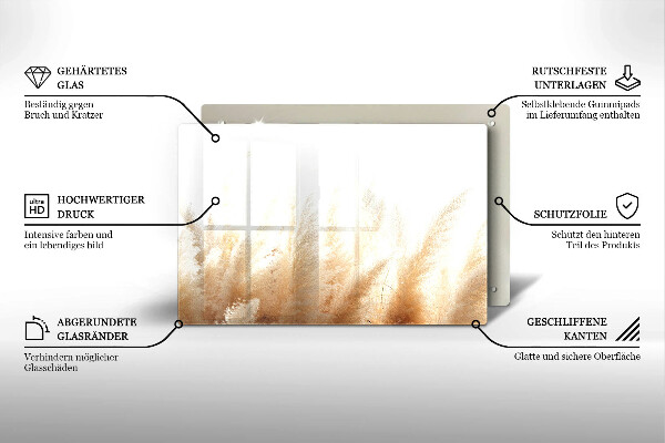 Glas Herdabdeckplatte Pampasgras