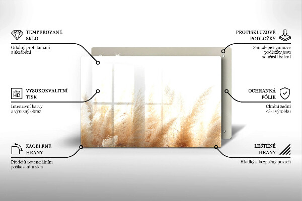 Glas Herdabdeckplatte Pampasgras