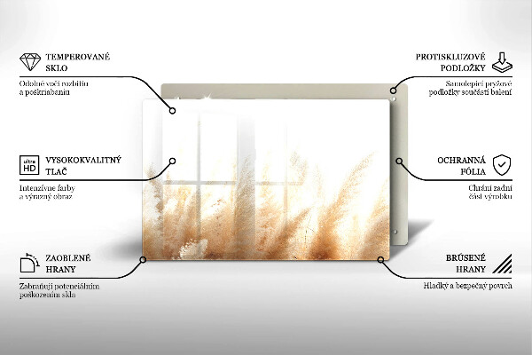 Glas Herdabdeckplatte Pampasgras