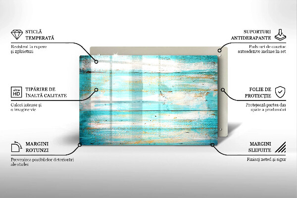 Glas Herdabdeckplatte Vintage-Holzbretter
