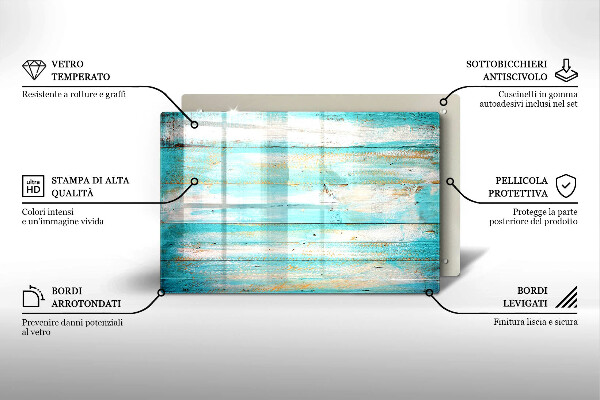 Glas Herdabdeckplatte Vintage-Holzbretter