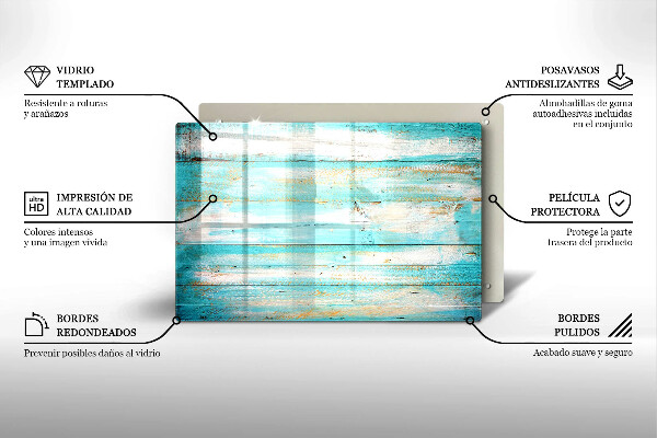 Glas Herdabdeckplatte Vintage-Holzbretter