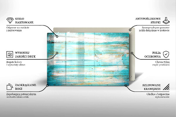 Glas Herdabdeckplatte Vintage-Holzbretter