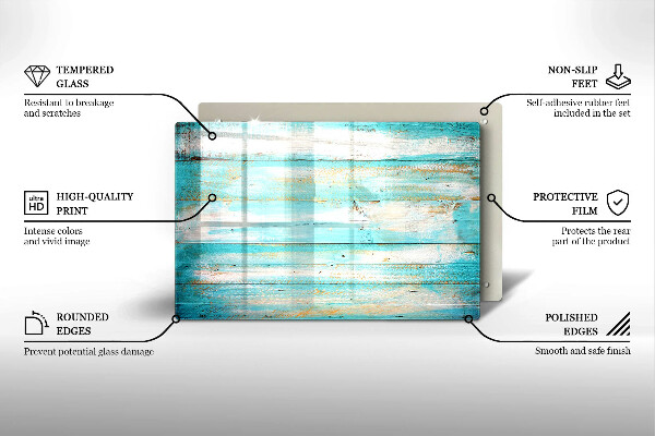Glas Herdabdeckplatte Vintage-Holzbretter