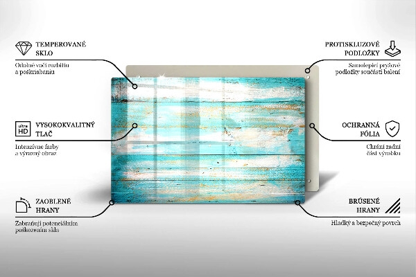 Glas Herdabdeckplatte Vintage-Holzbretter