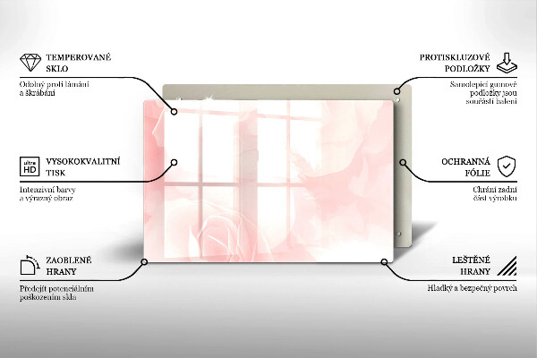 Glas Herdabdeckplatte Pastellrosen-Hintergrund