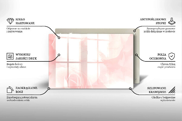 Glas Herdabdeckplatte Pastellrosen-Hintergrund