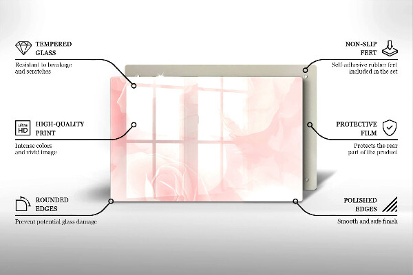 Glas Herdabdeckplatte Pastellrosen-Hintergrund
