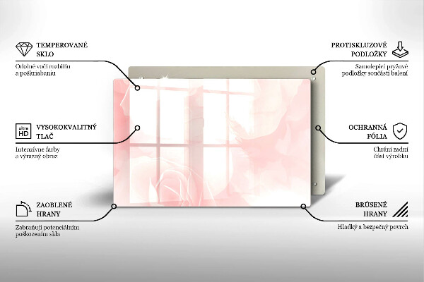 Glas Herdabdeckplatte Pastellrosen-Hintergrund