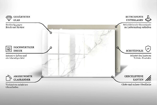 Glas Herdabdeckplatte Marmorsteinhintergrund