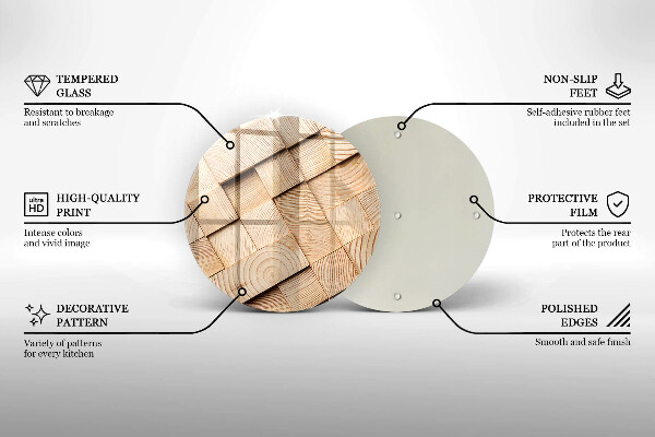 Glas Ceranfeldabdeckung Spritzschutz Holzquadrate