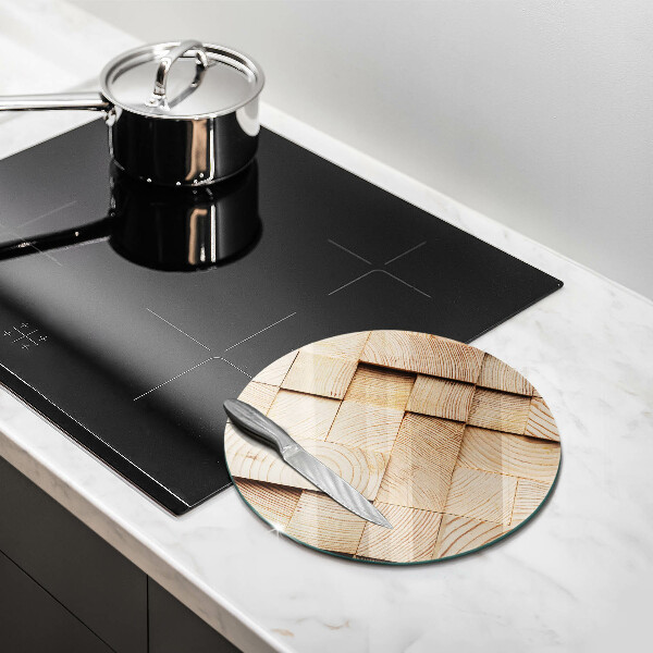 Glas Ceranfeldabdeckung Spritzschutz Holzquadrate