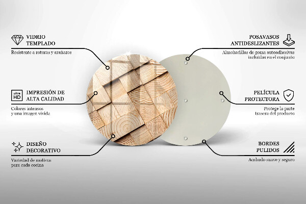 Glas Ceranfeldabdeckung Spritzschutz Holzquadrate