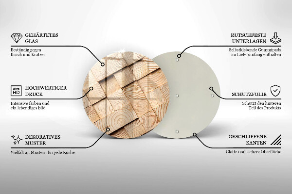 Glas Ceranfeldabdeckung Spritzschutz Holzquadrate