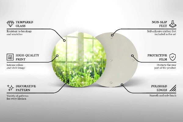Glas Herdabdeckplatte Natur - Gras und Tau