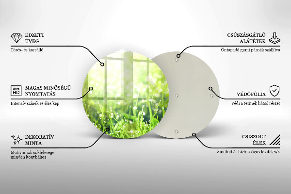 Glas Herdabdeckplatte Natur - Gras und Tau