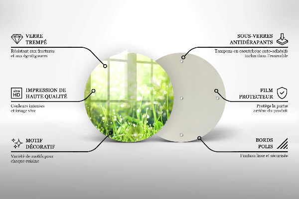 Glas Herdabdeckplatte Natur - Gras und Tau