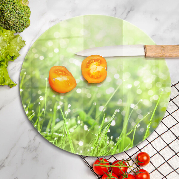 Glas Herdabdeckplatte Natur - Gras und Tau