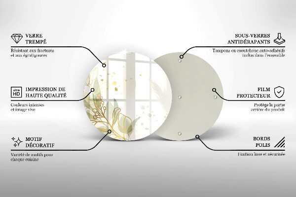 Glas Ceranfeldabdeckung Spritzschutz Aquarell und Blattgold