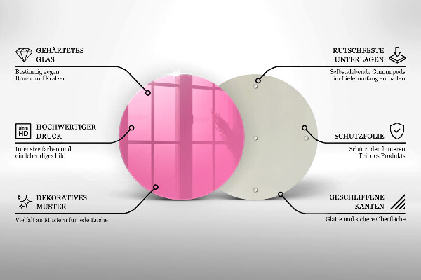 Glas Herdabdeckplatte Pinke Farbe