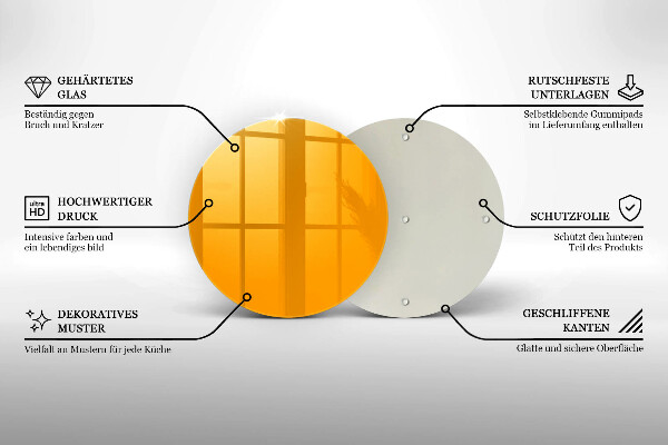 Glas Herdabdeckplatte Dunkelgelbe Farbe