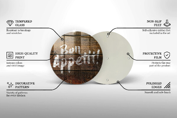 Glas Ceranfeldabdeckung Bon appetit Inschriftentafeln