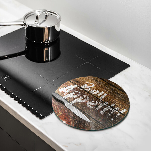 Glas Ceranfeldabdeckung Bon appetit Inschriftentafeln