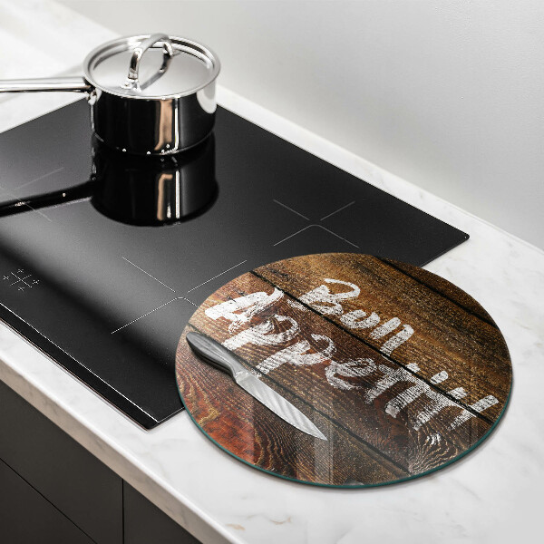 Glas Ceranfeldabdeckung Bon appetit Inschriftentafeln