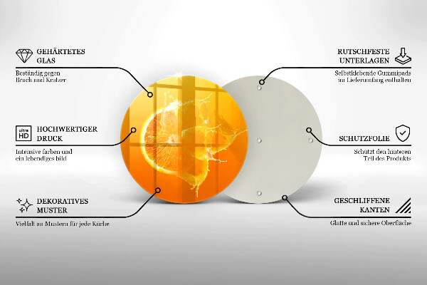 Glas Ceranfeldabdeckung Spritzschutz Saftige Orangenfrucht