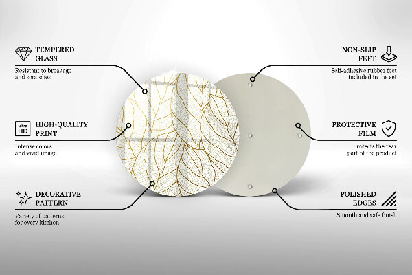 Glas Herdabdeckplatte Line-Art-Blättermuster