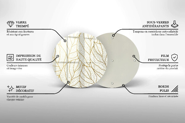 Glas Herdabdeckplatte Line-Art-Blättermuster