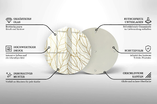 Glas Herdabdeckplatte Line-Art-Blättermuster