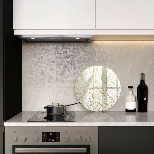 Glas Herdabdeckplatte Line-Art-Blättermuster