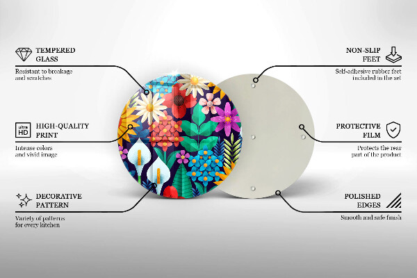 Glas Herdabdeckplatte Blumenwieseillustration