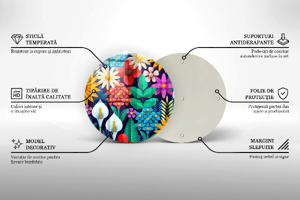 Glas Herdabdeckplatte Blumenwieseillustration