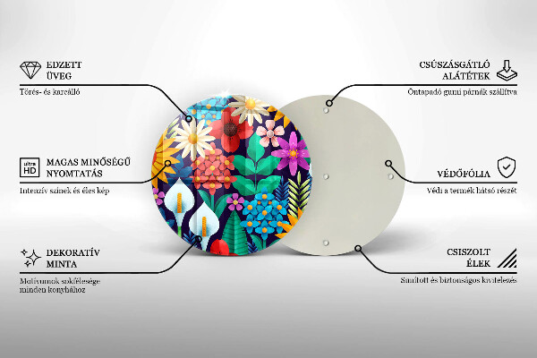 Glas Herdabdeckplatte Blumenwieseillustration