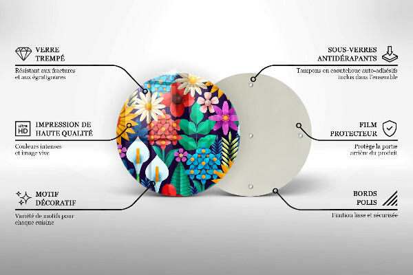 Glas Herdabdeckplatte Blumenwieseillustration