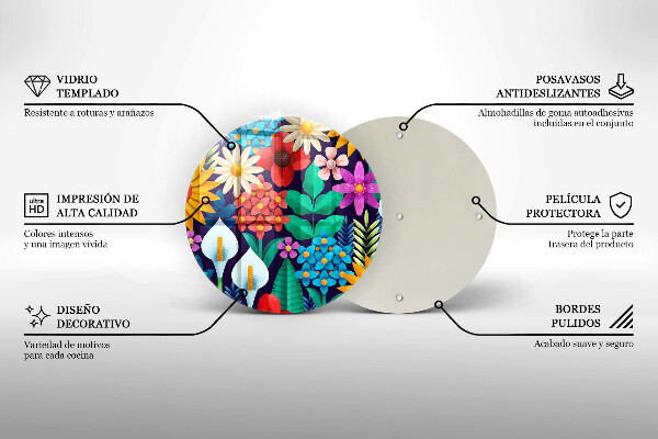 Glas Herdabdeckplatte Blumenwieseillustration