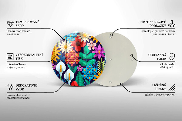 Glas Herdabdeckplatte Blumenwieseillustration