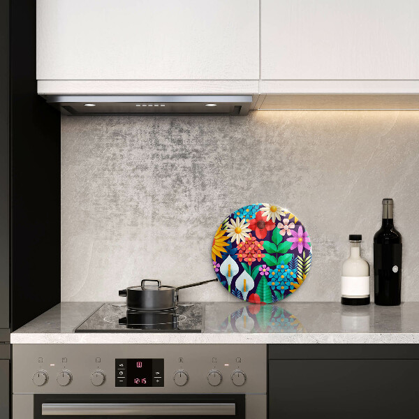 Glas Herdabdeckplatte Blumenwieseillustration