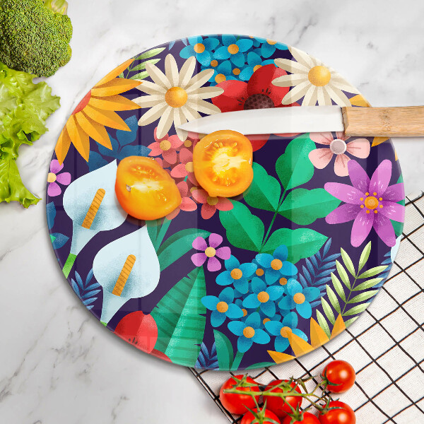 Glas Herdabdeckplatte Blumenwieseillustration