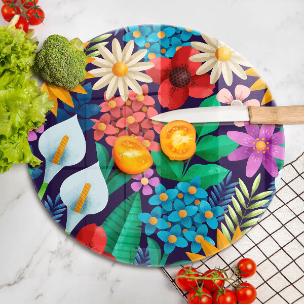 Glas Herdabdeckplatte Blumenwieseillustration